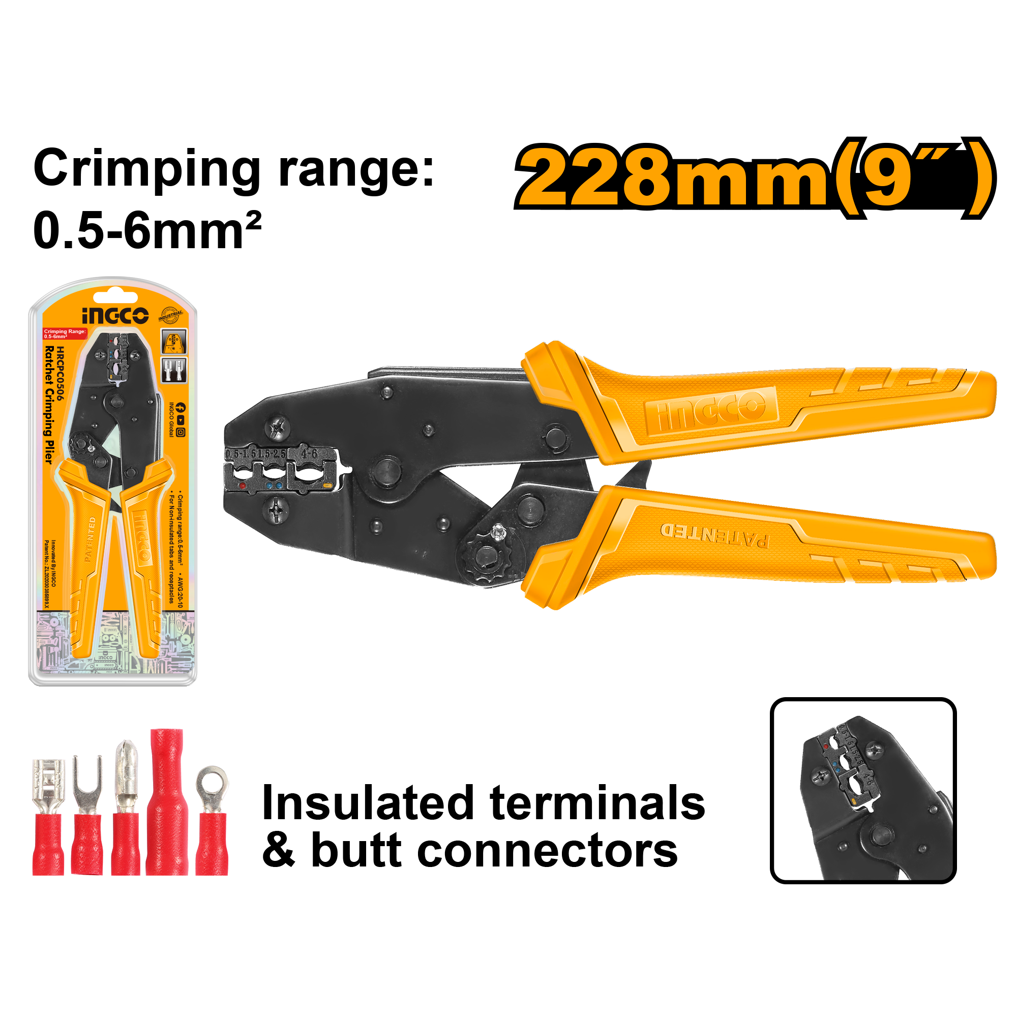 Ratchet Crimping Plier 9" Ingco hrcpj0506