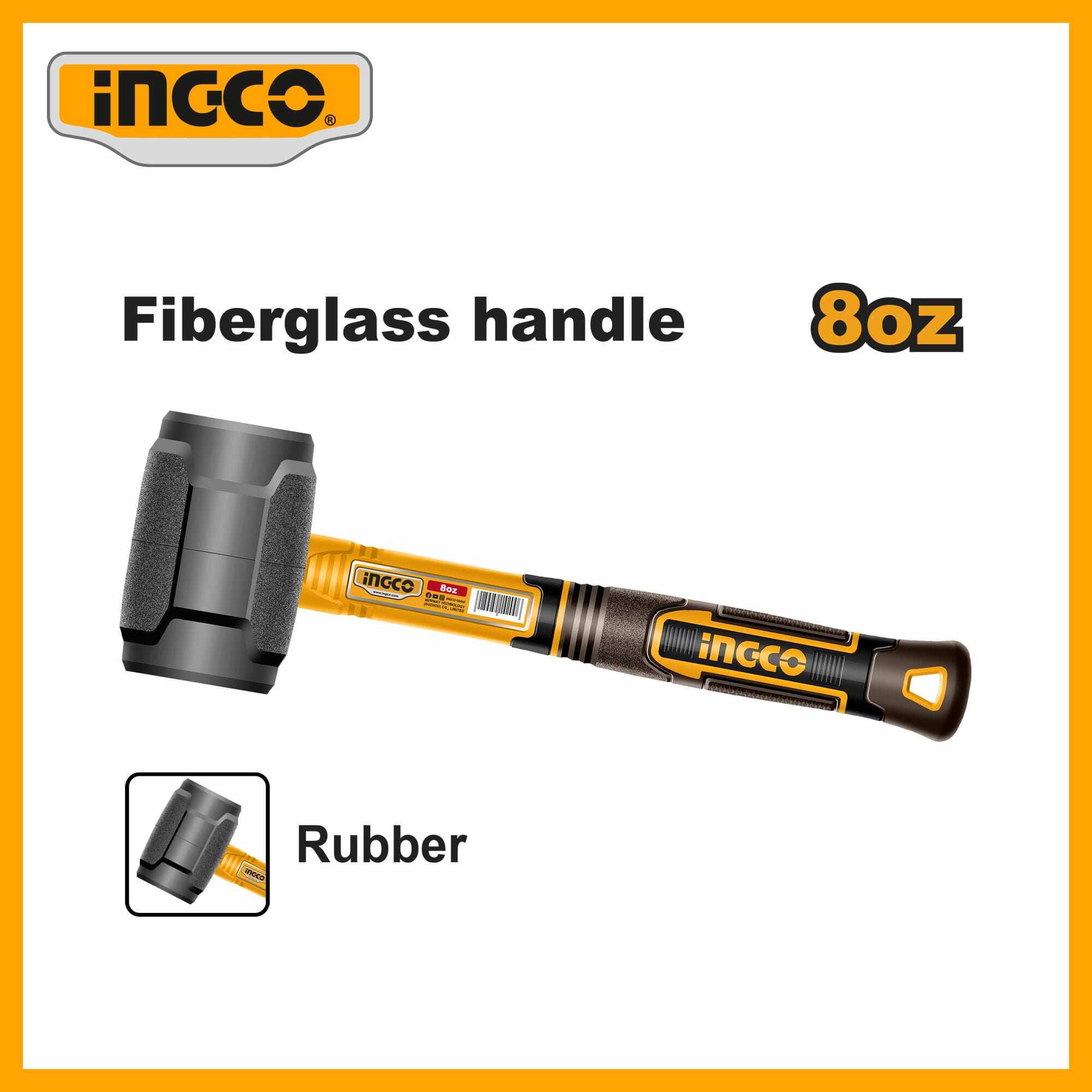 Rubber Hammer Industrial 8oz Ingco (black) hruh8808